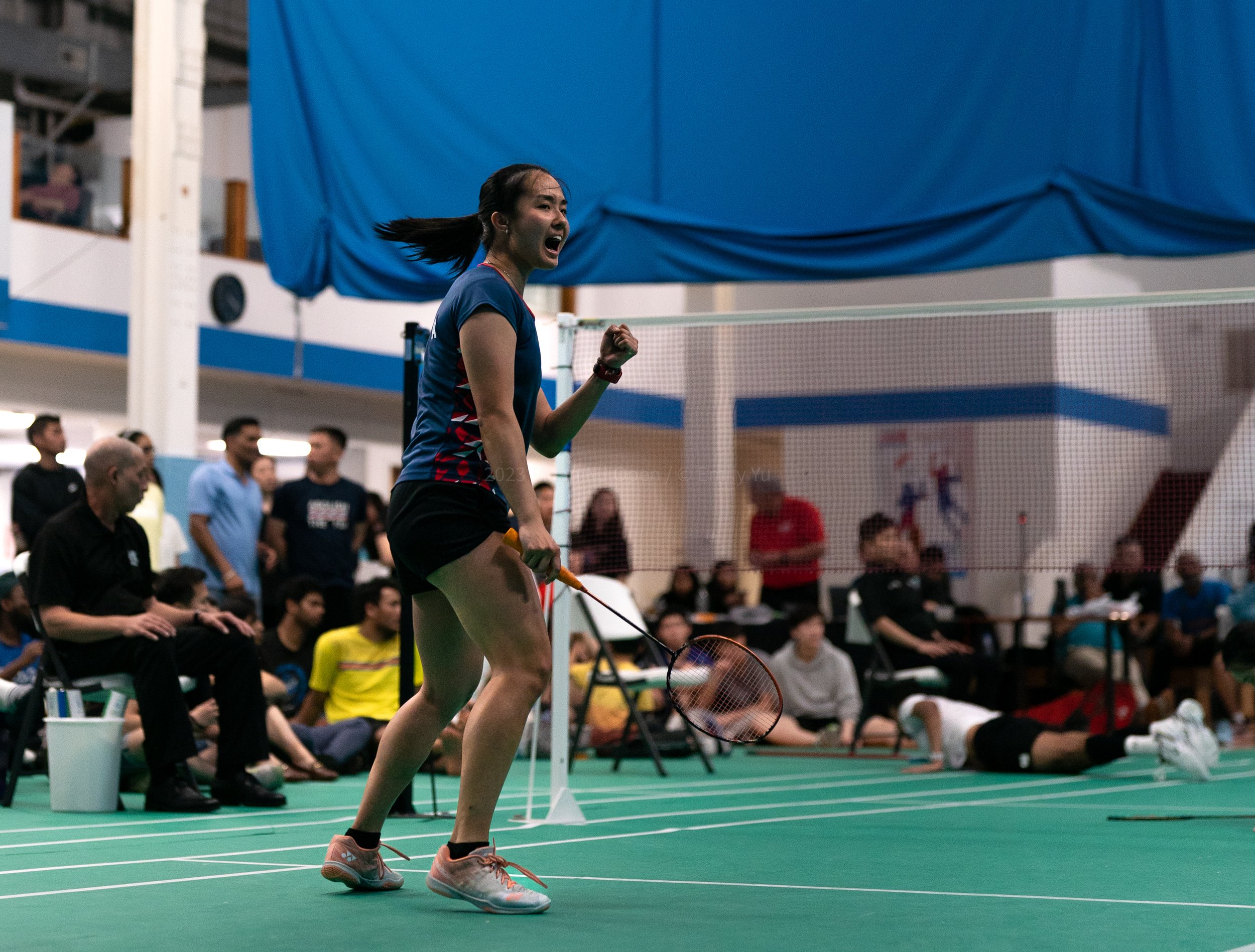 Badminton court action